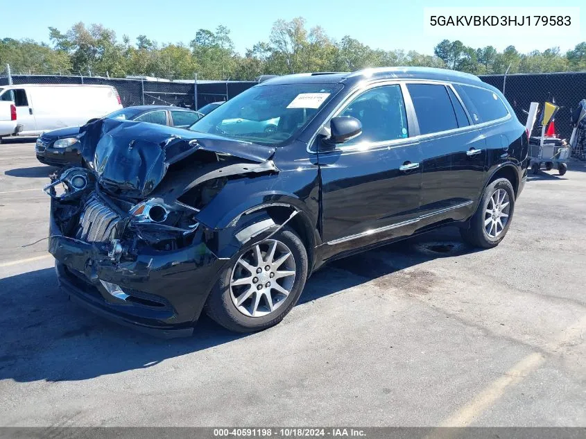 2017 Buick Enclave Leather VIN: 5GAKVBKD3HJ179583 Lot: 40591198