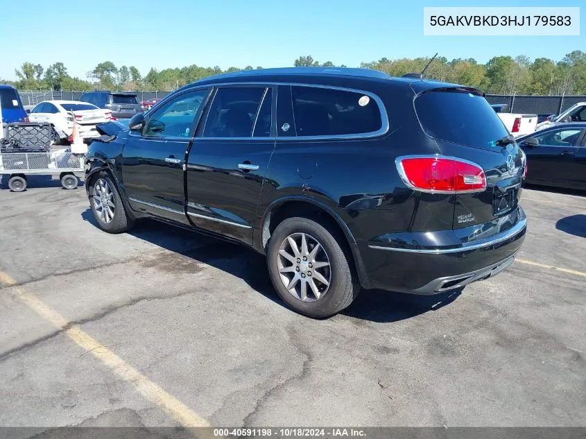 2017 Buick Enclave Leather VIN: 5GAKVBKD3HJ179583 Lot: 40591198