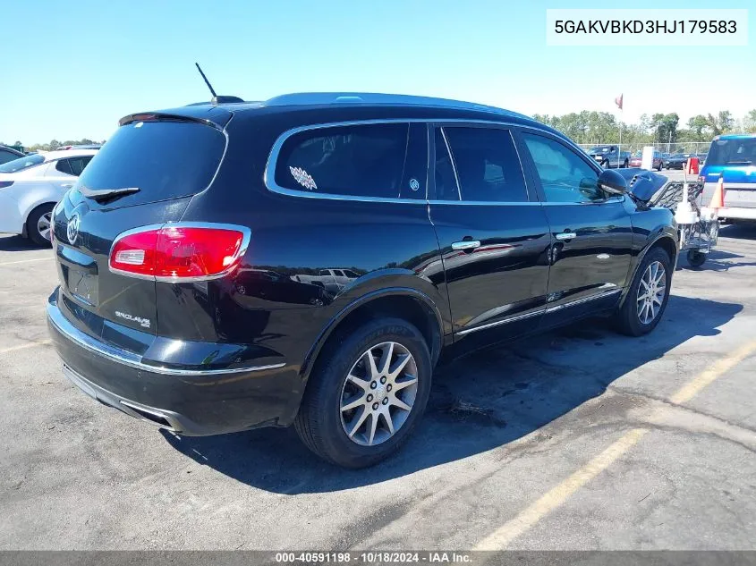 2017 Buick Enclave Leather VIN: 5GAKVBKD3HJ179583 Lot: 40591198