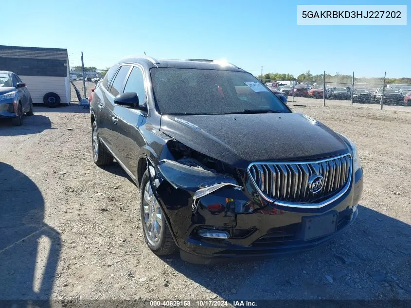 2017 Buick Enclave Leather VIN: 5GAKRBKD3HJ227202 Lot: 40629158