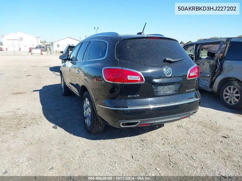 2017 Buick Enclave Leather VIN: 5GAKRBKD3HJ227202 Lot: 40629158