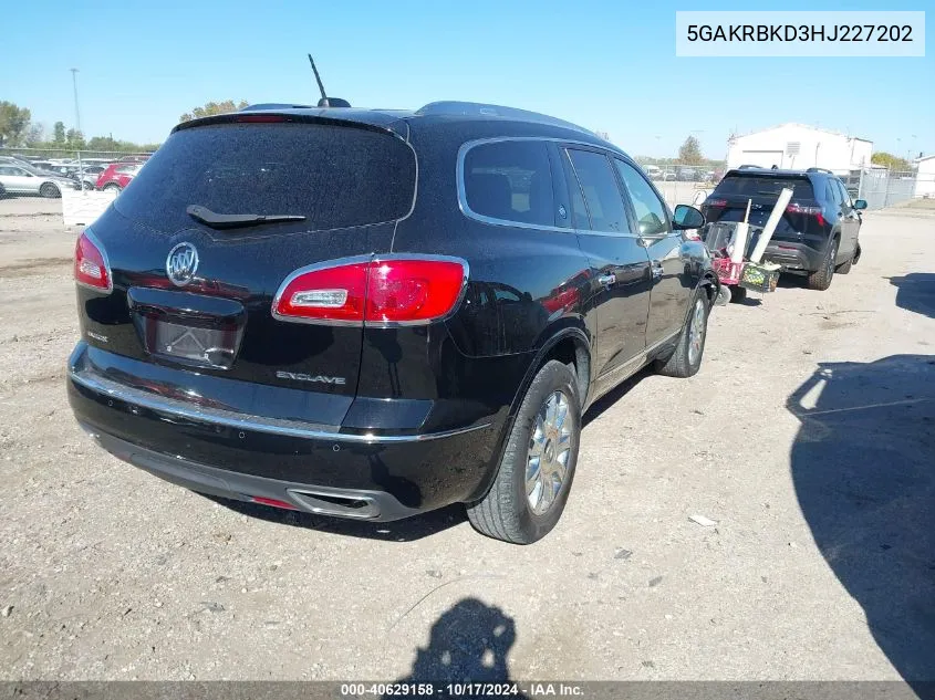 2017 Buick Enclave Leather VIN: 5GAKRBKD3HJ227202 Lot: 40629158