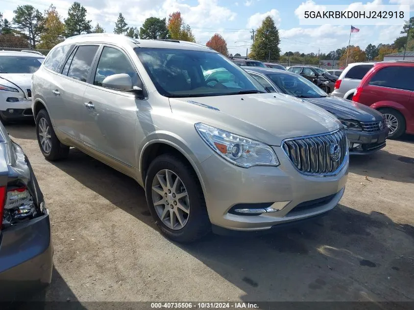 2017 Buick Enclave Leather VIN: 5GAKRBKD0HJ242918 Lot: 40735506