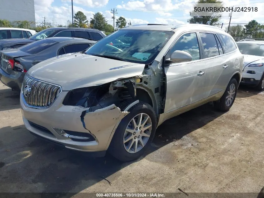 2017 Buick Enclave Leather VIN: 5GAKRBKD0HJ242918 Lot: 40735506