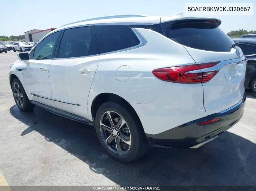 2019 Buick Enclave Fwd Essence VIN: 5GAERBKW0KJ320667 Lot: 39868779