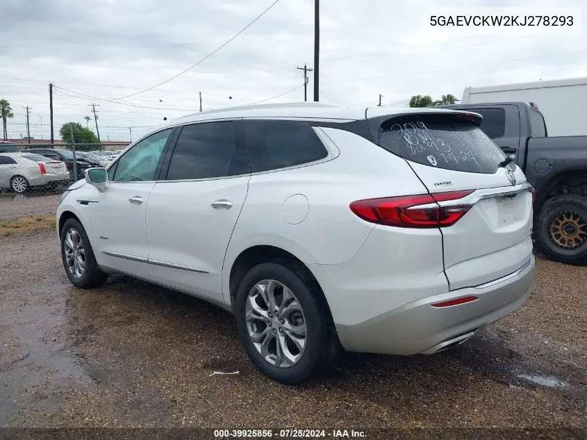 5GAEVCKW2KJ278293 2019 Buick Enclave Awd Avenir