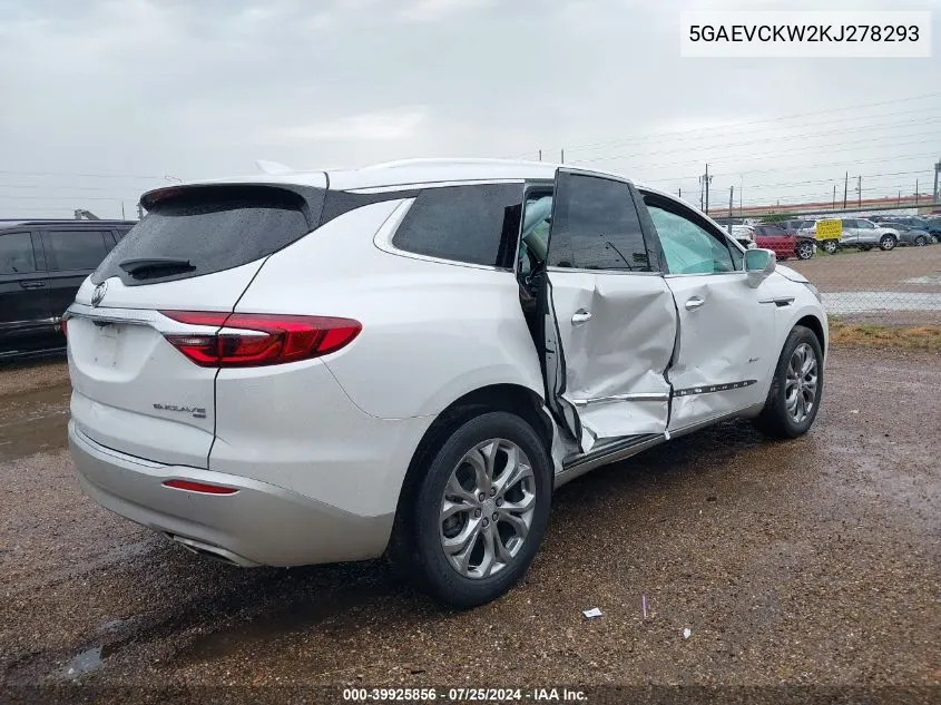 5GAEVCKW2KJ278293 2019 Buick Enclave Awd Avenir