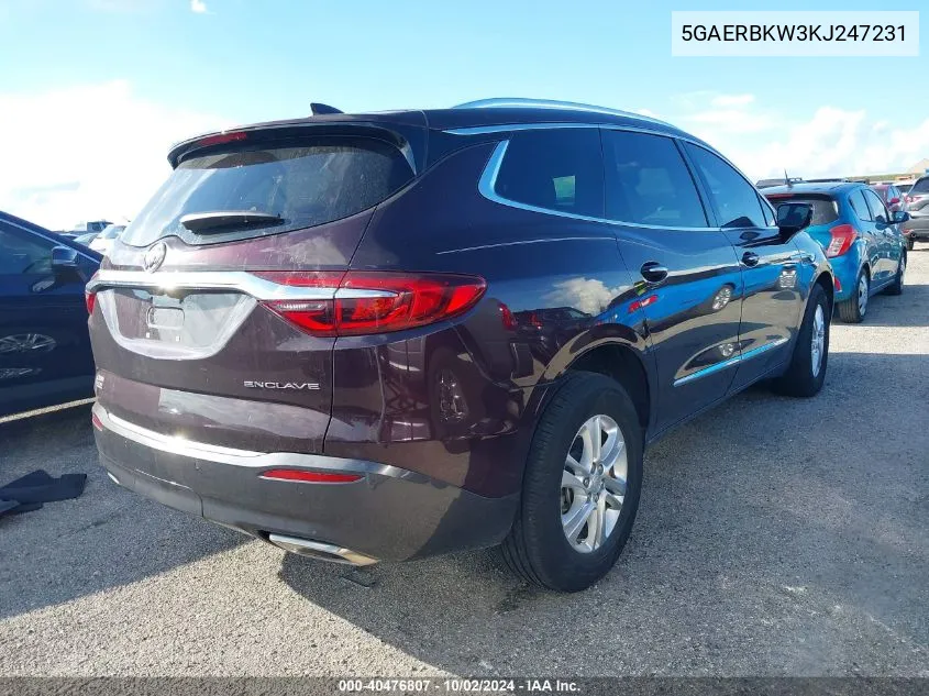 2019 Buick Enclave Fwd Essence VIN: 5GAERBKW3KJ247231 Lot: 40476807