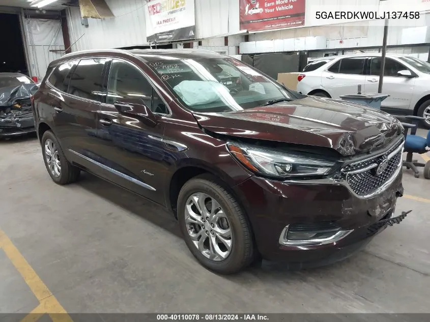 2020 Buick Enclave Fwd Avenir VIN: 5GAERDKW0LJ137458 Lot: 40110078