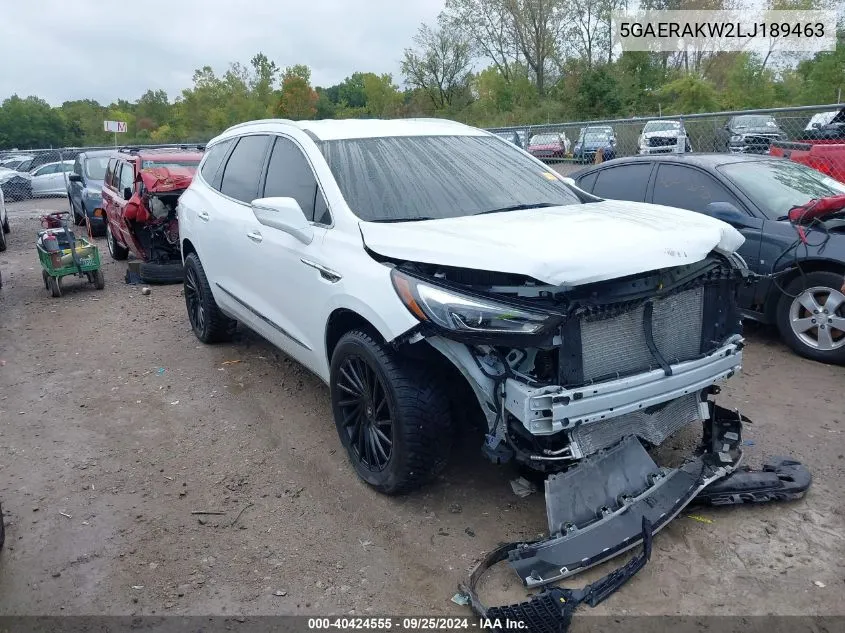 2020 Buick Enclave Fwd Preferred VIN: 5GAERAKW2LJ189463 Lot: 40424555