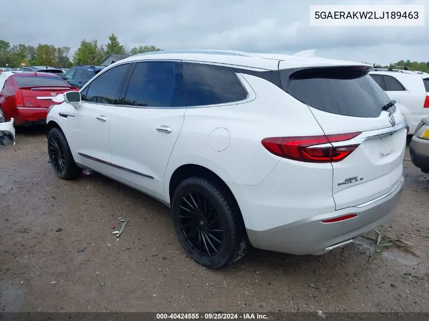 2020 Buick Enclave Fwd Preferred VIN: 5GAERAKW2LJ189463 Lot: 40424555