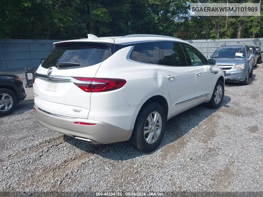 2021 Buick Enclave Fwd Preferred VIN: 5GAERAKW5MJ101989 Lot: 40204725