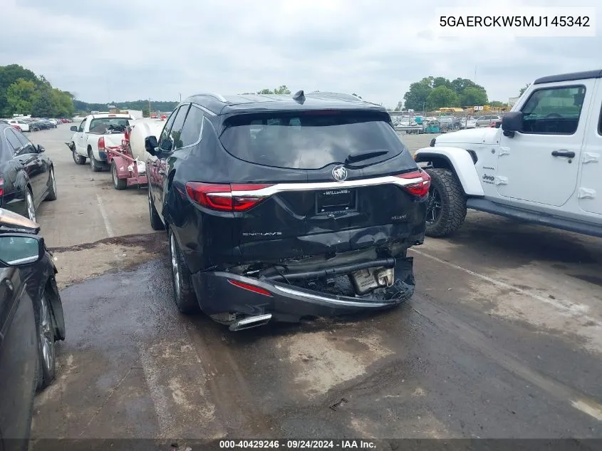 2021 Buick Enclave Fwd Premium VIN: 5GAERCKW5MJ145342 Lot: 40429246