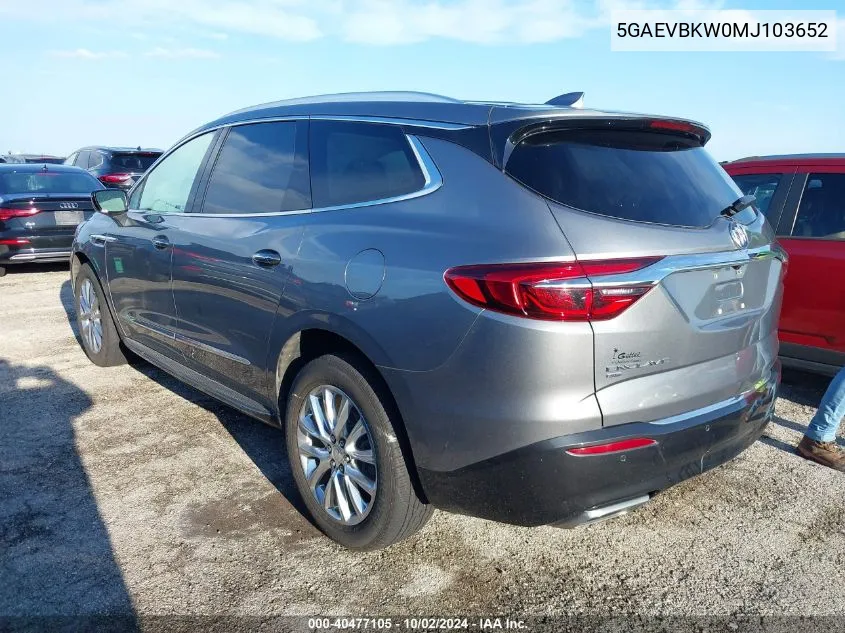 2021 Buick Enclave Awd Premium VIN: 5GAEVBKW0MJ103652 Lot: 40477105