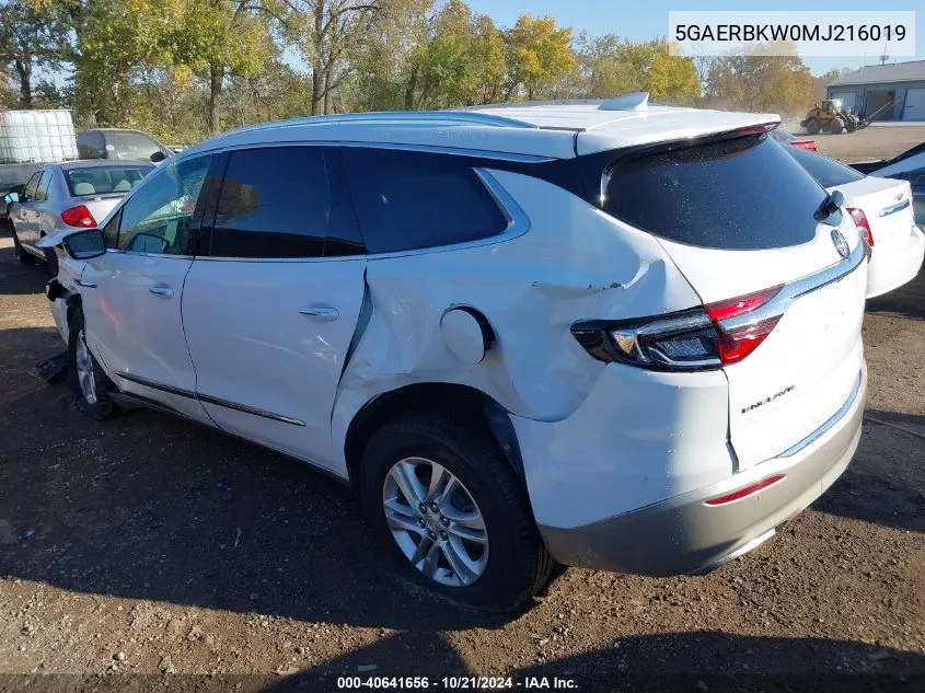 2021 Buick Enclave Fwd Essence VIN: 5GAERBKW0MJ216019 Lot: 40641656