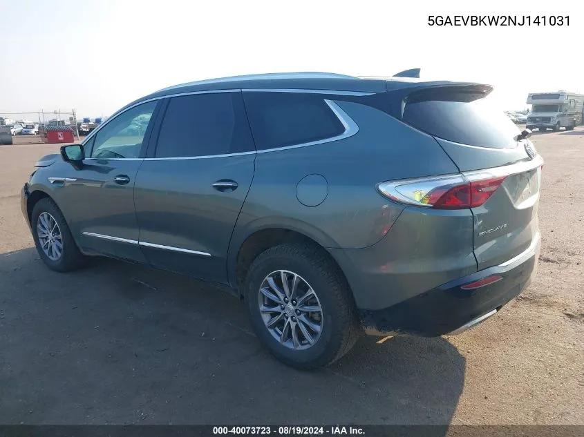 2022 Buick Enclave Awd Premium VIN: 5GAEVBKW2NJ141031 Lot: 40073723