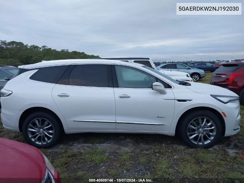 2022 Buick Enclave Avenir VIN: 5GAERDKW2NJ192030 Lot: 40509746