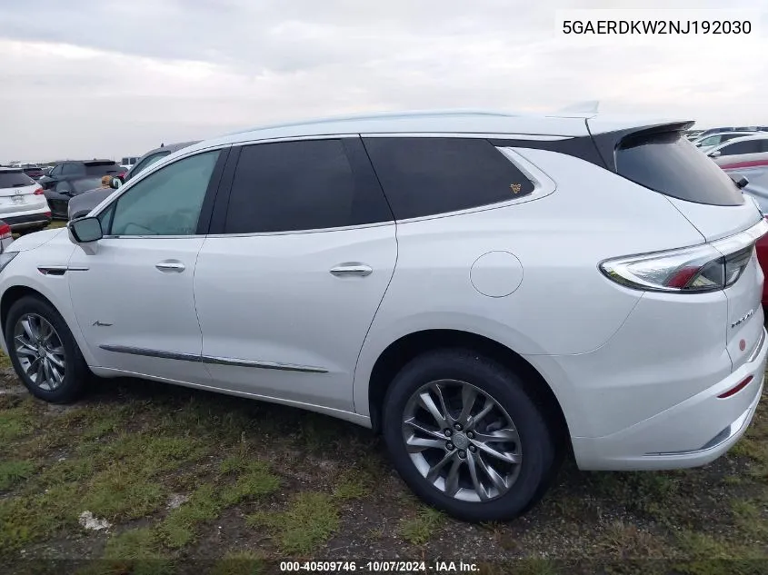 2022 Buick Enclave Avenir VIN: 5GAERDKW2NJ192030 Lot: 40509746