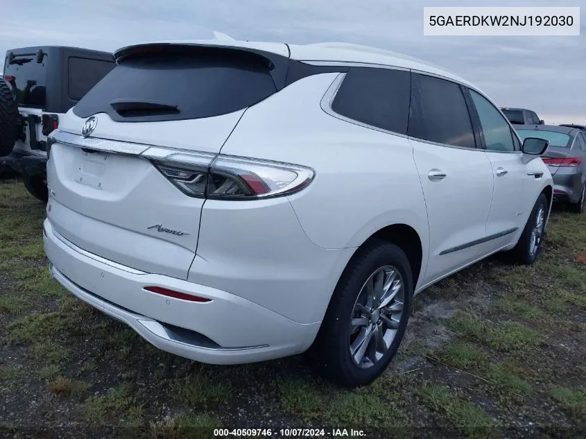 2022 Buick Enclave Avenir VIN: 5GAERDKW2NJ192030 Lot: 40509746