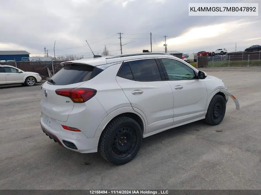 2021 Buick Encore Gx VIN: KL4MMGSL7MB047892 Lot: 12158494