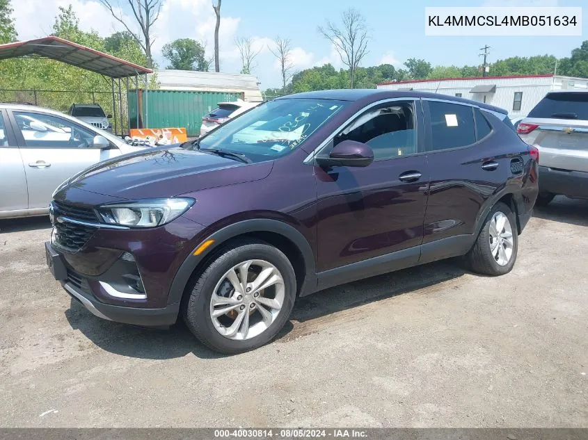 2021 Buick Encore Gx Awd Preferred VIN: KL4MMCSL4MB051634 Lot: 40030814