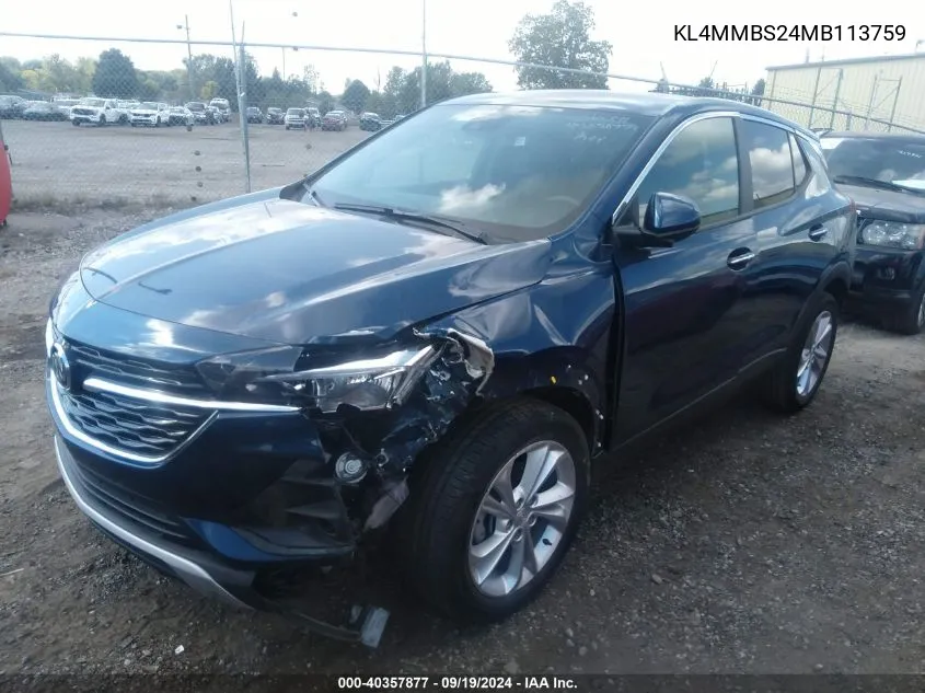 2021 Buick Encore Gx Fwd Preferred VIN: KL4MMBS24MB113759 Lot: 40357877