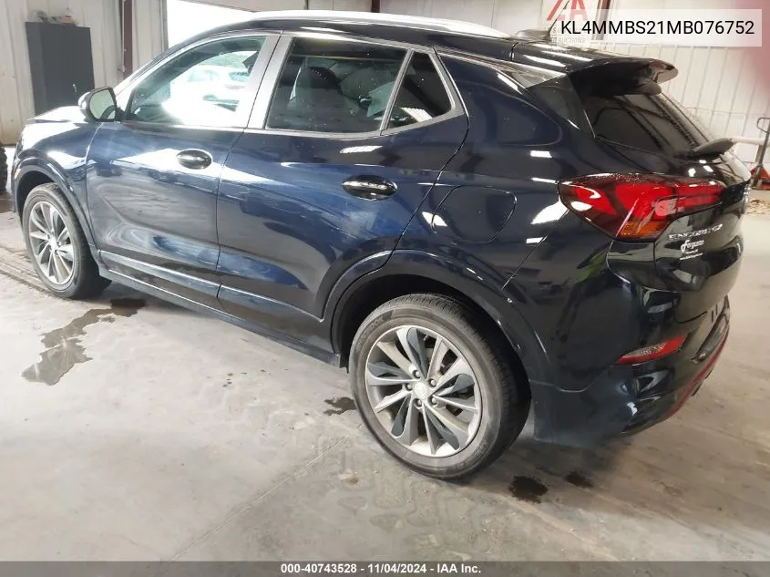 2021 Buick Encore Gx Fwd Preferred VIN: KL4MMBS21MB076752 Lot: 40743528