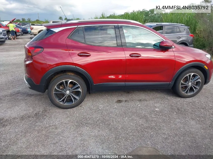 2022 Buick Encore Gx Essence VIN: KL4MMFSL4NB035792 Lot: 40473270