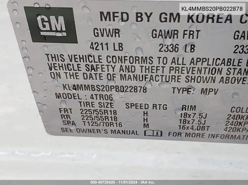 2023 Buick Encore Gx Preferred Fwd VIN: KL4MMBS20PB022878 Lot: 40725420