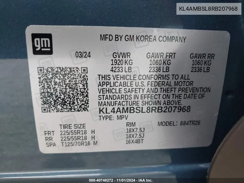 2024 Buick Encore Gx Preferred Fwd VIN: KL4AMBSL8RB207968 Lot: 40748272