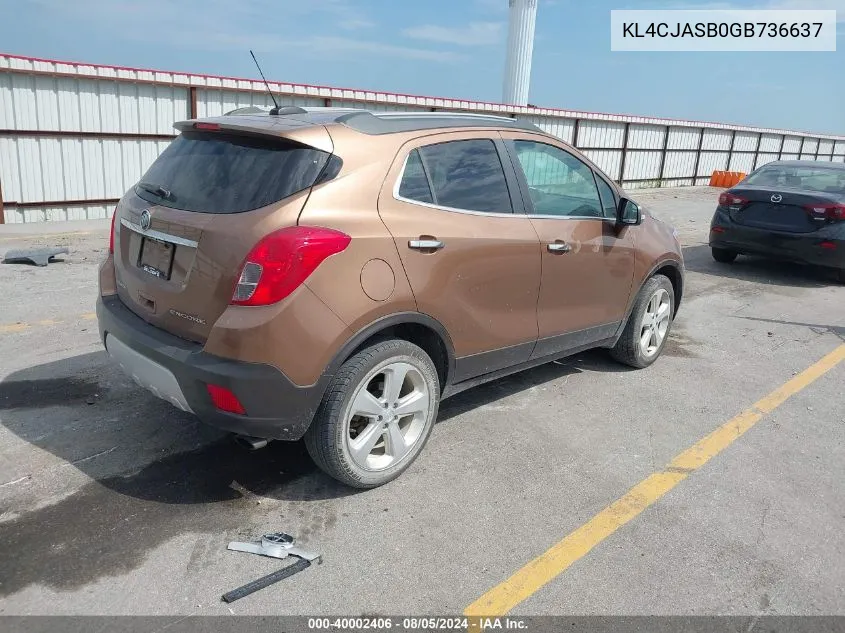 2016 Buick Encore VIN: KL4CJASB0GB736637 Lot: 40002406