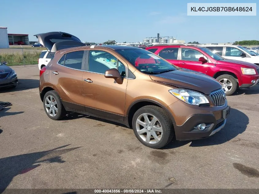 2016 Buick Encore Leather VIN: KL4CJGSB7GB648624 Lot: 40043856