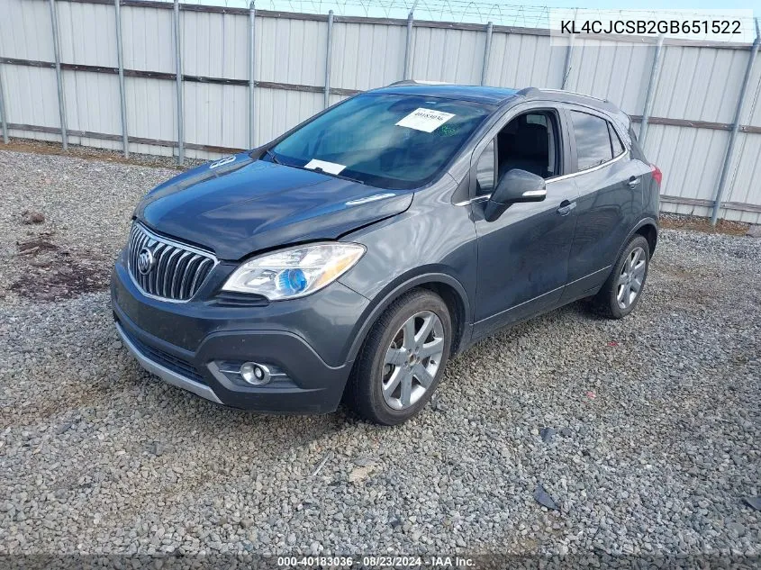 2016 Buick Encore Leather VIN: KL4CJCSB2GB651522 Lot: 40183036