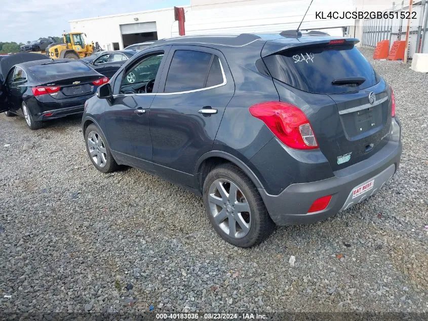 2016 Buick Encore Leather VIN: KL4CJCSB2GB651522 Lot: 40183036