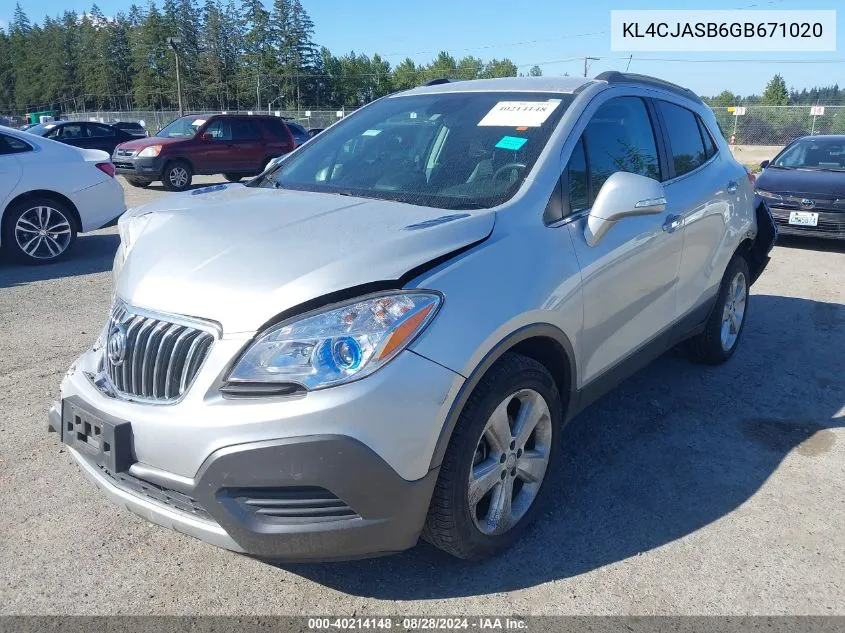 KL4CJASB6GB671020 2016 Buick Encore