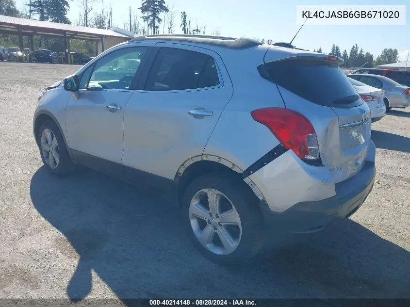 2016 Buick Encore VIN: KL4CJASB6GB671020 Lot: 40214148