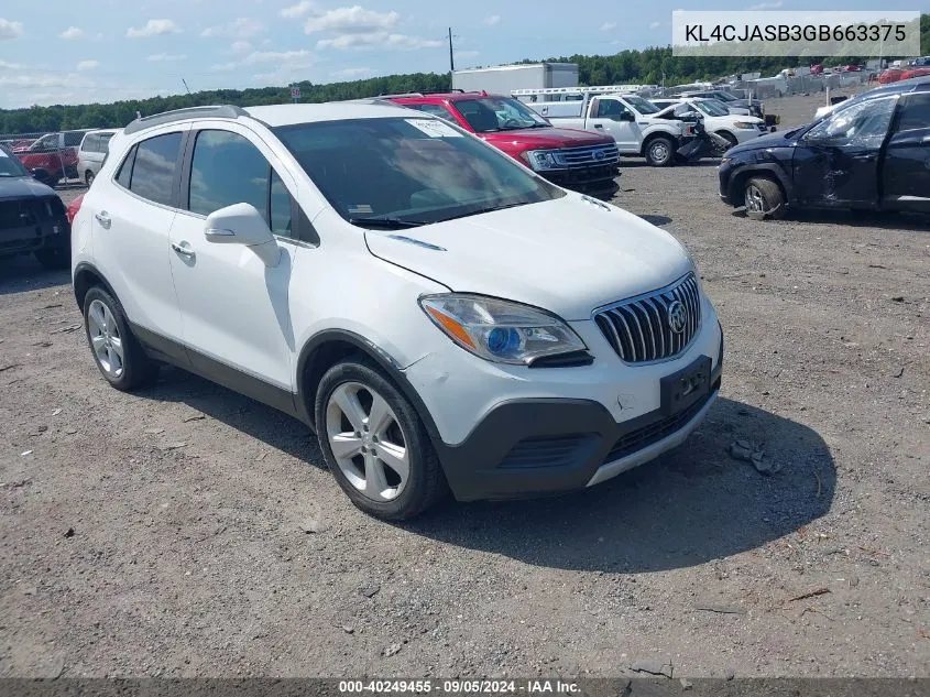 KL4CJASB3GB663375 2016 Buick Encore