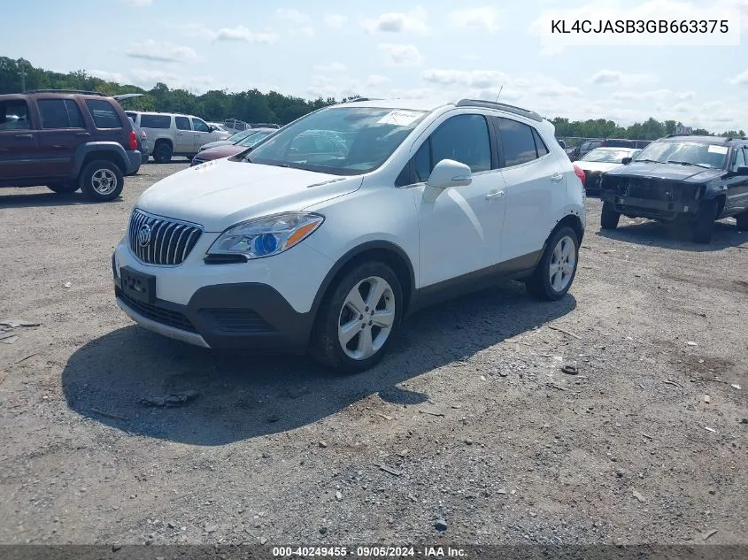 2016 Buick Encore VIN: KL4CJASB3GB663375 Lot: 40249455