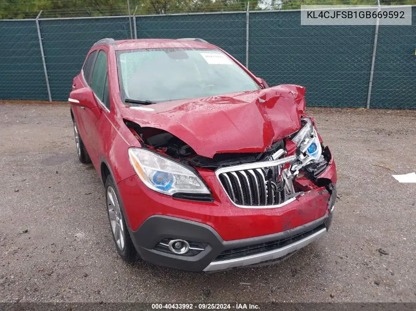 2016 Buick Encore Convenience VIN: KL4CJFSB1GB669592 Lot: 40433992