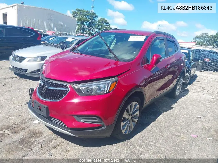 2017 Buick Encore Preferred VIN: KL4CJASB2HB186343 Lot: 39818535