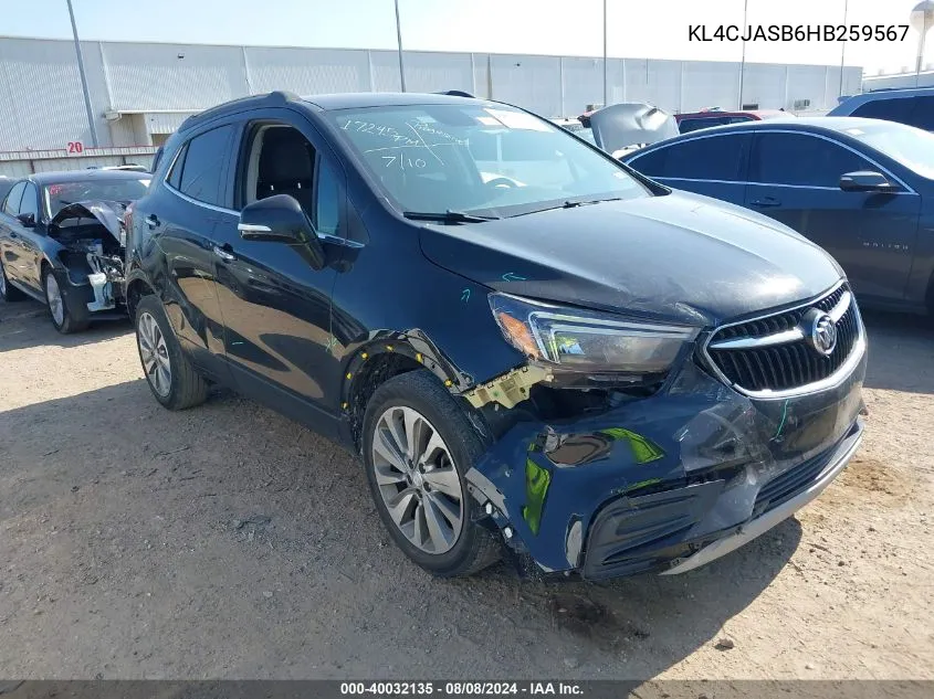 2017 Buick Encore Preferred VIN: KL4CJASB6HB259567 Lot: 40032135