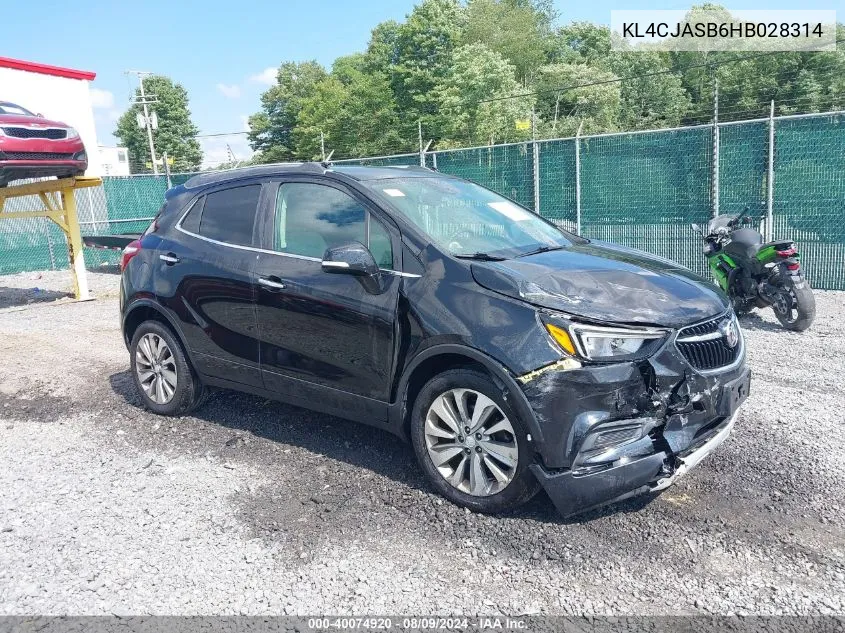 2017 Buick Encore Preferred VIN: KL4CJASB6HB028314 Lot: 40074920