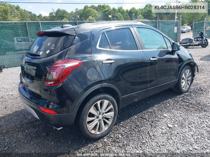 2017 Buick Encore Preferred VIN: KL4CJASB6HB028314 Lot: 40074920