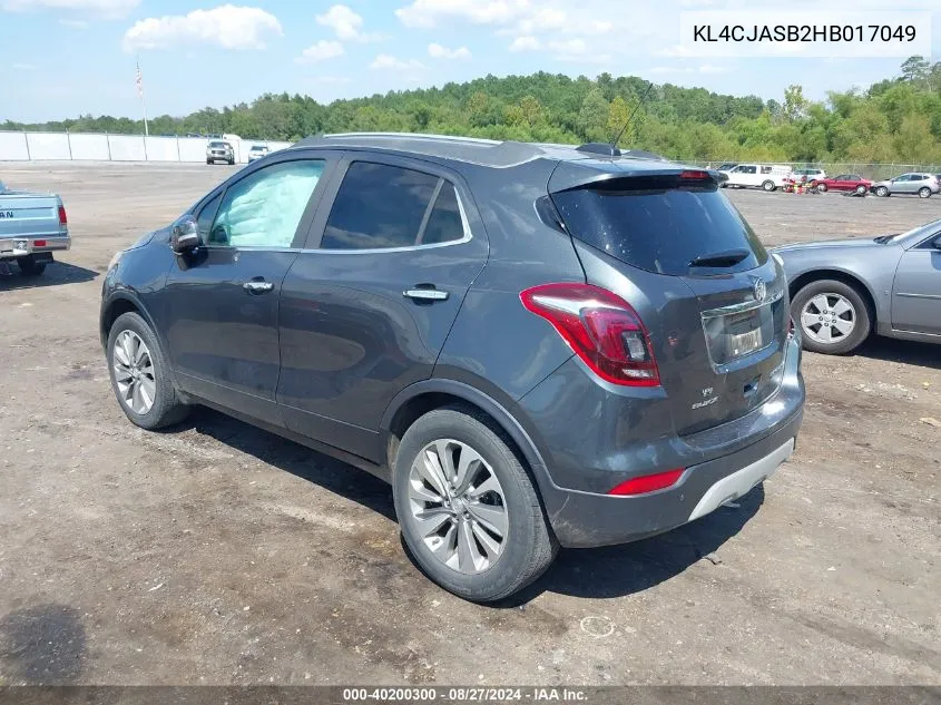 2017 Buick Encore Preferred VIN: KL4CJASB2HB017049 Lot: 40200300