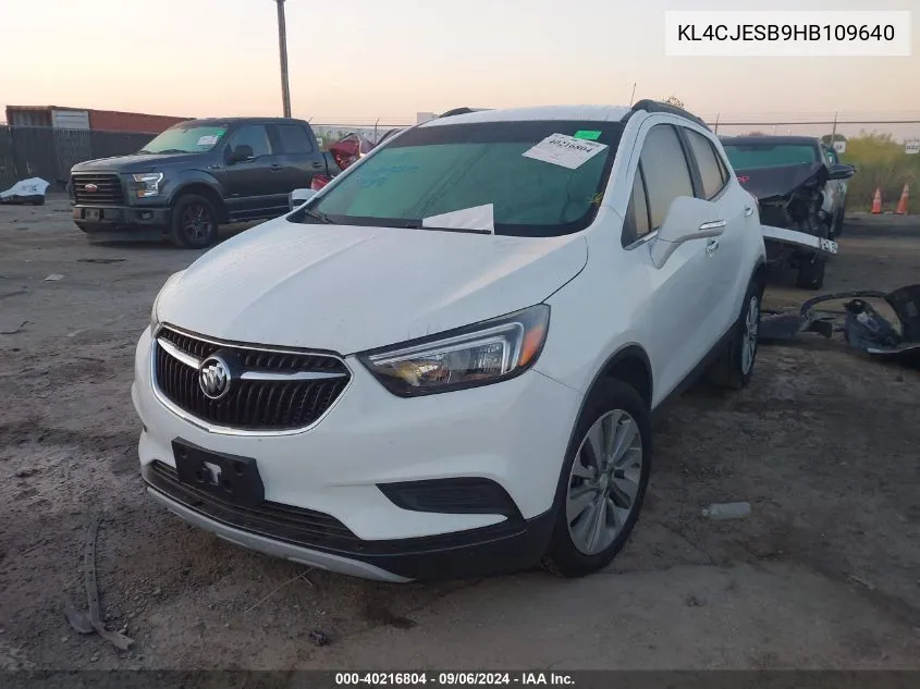 2017 Buick Encore Preferred VIN: KL4CJESB9HB109640 Lot: 40216804