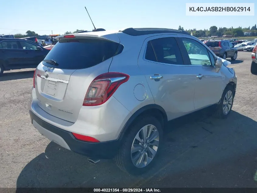 2017 Buick Encore Preferred VIN: KL4CJASB2HB062914 Lot: 40221354