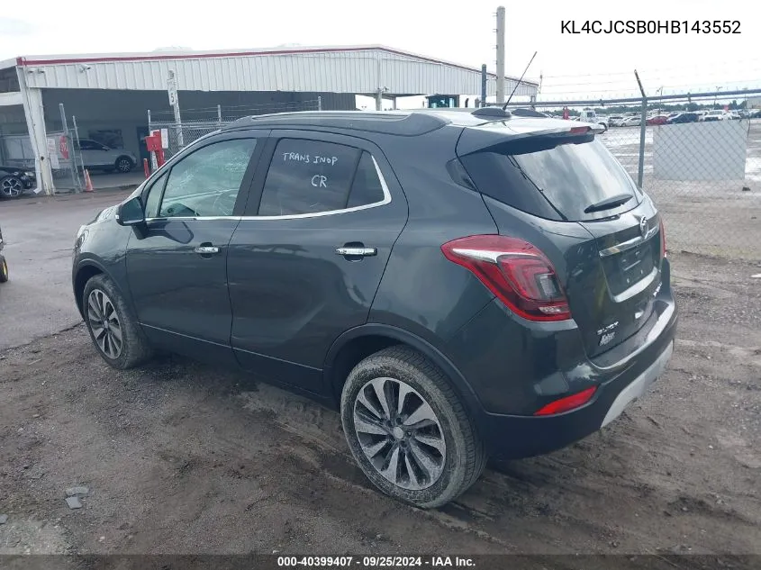 2017 Buick Encore Essence VIN: KL4CJCSB0HB143552 Lot: 40399407