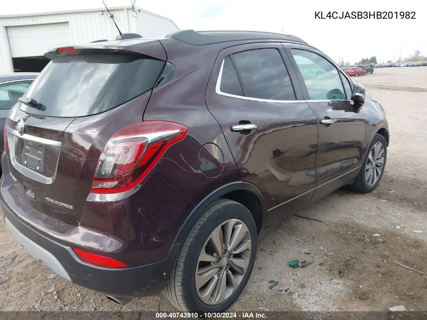 2017 Buick Encore Preferred VIN: KL4CJASB3HB201982 Lot: 40743910