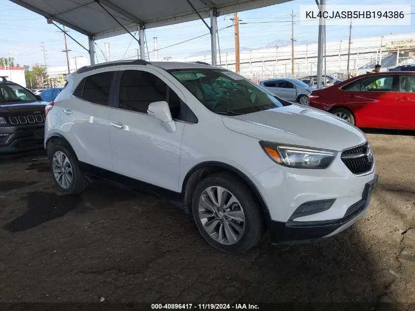 2017 Buick Encore Preferred VIN: KL4CJASB5HB194386 Lot: 40896417