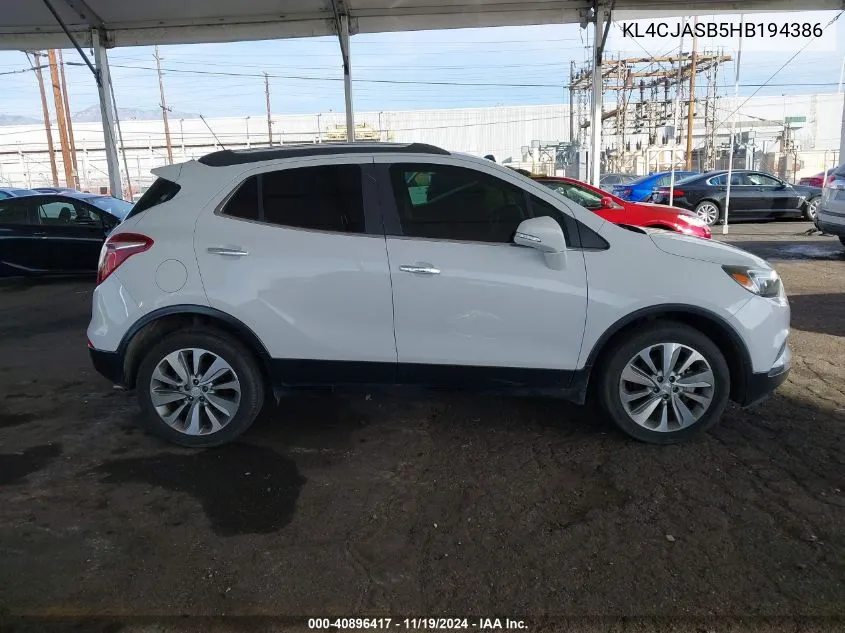 2017 Buick Encore Preferred VIN: KL4CJASB5HB194386 Lot: 40896417